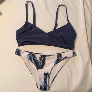 Size small navy blue and white swimsuit